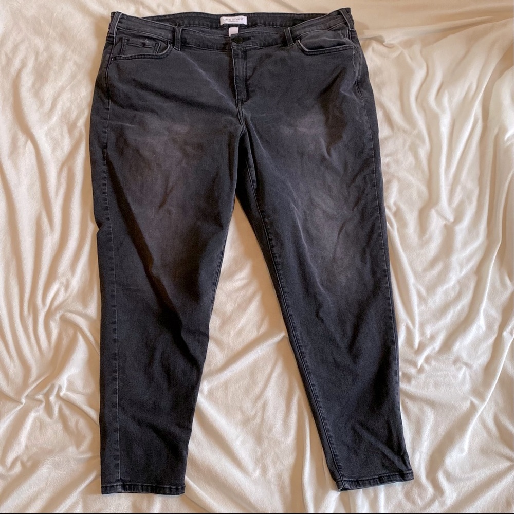 Lane Bryant Mid Rise Super Stretch Skinny Black Denim Jeans Classic Basic Sz 24